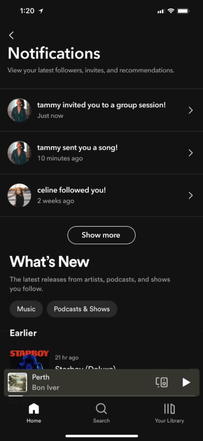 In-app sharing and inviting screen