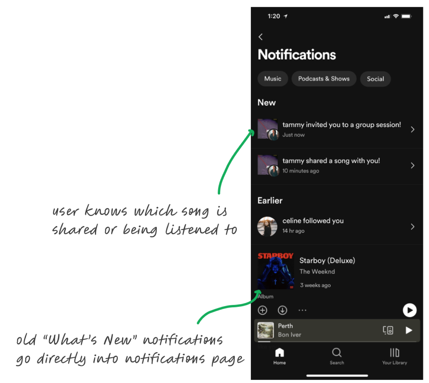 Improved notifications page